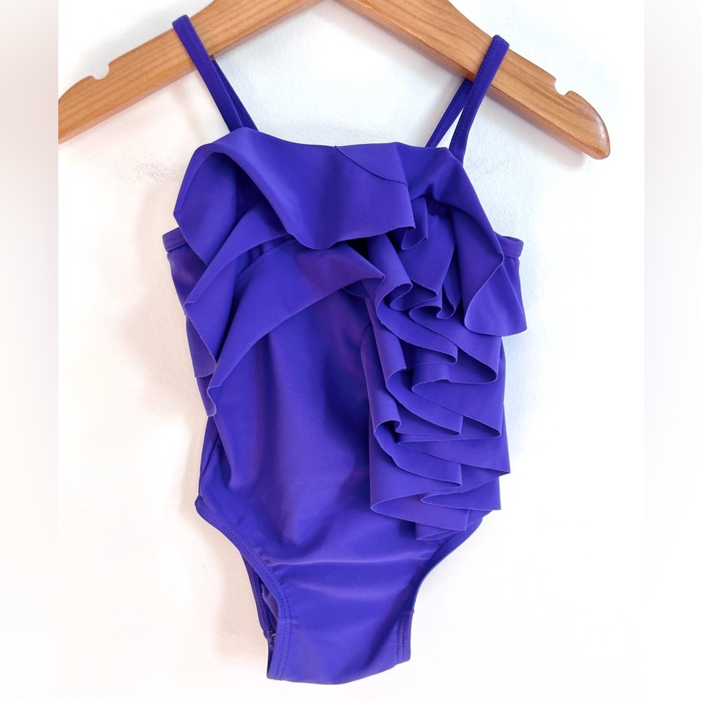 $6 💥Like Mom's! Ruffled One-Piece Bathing Suit, Bright Indigo, Spaghetti Strap